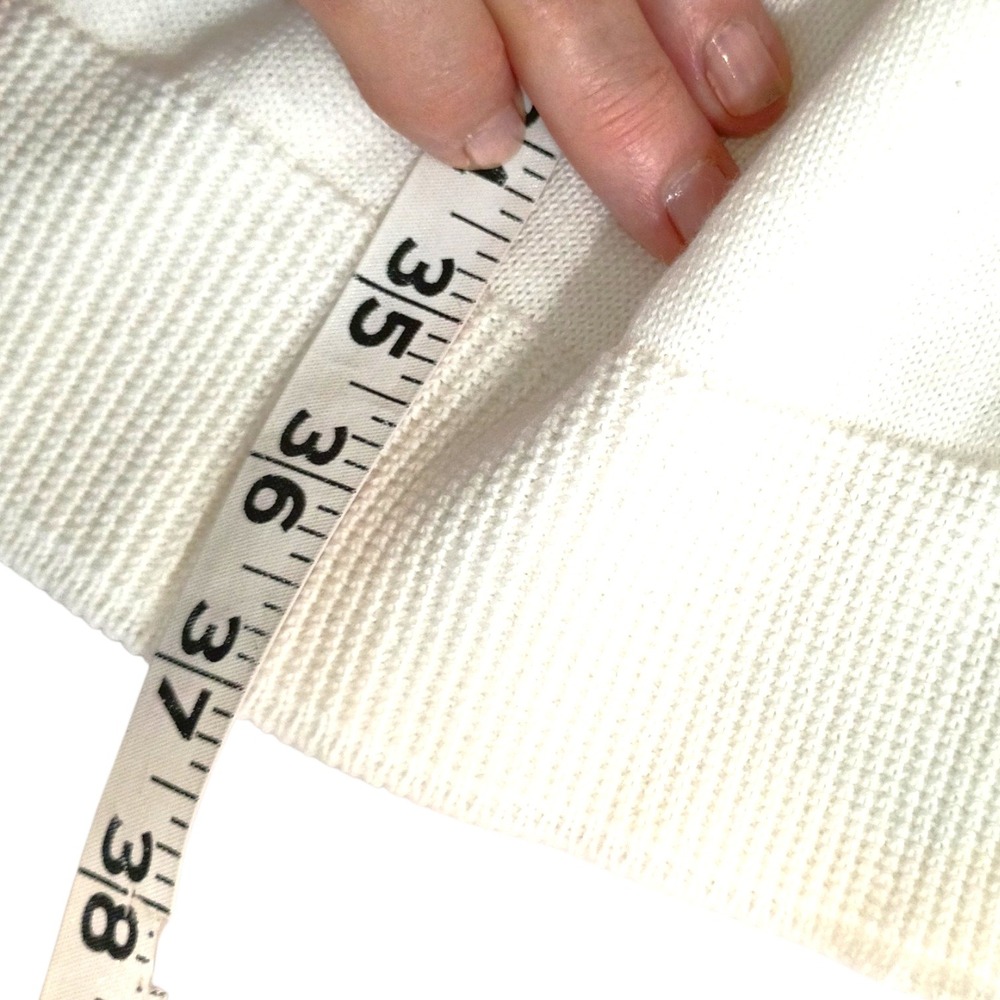 Knititude Womens White Cotton Scarf Crew Neck Sweater Dress Sz M Cozy Minimalist - Picture 9 of 9